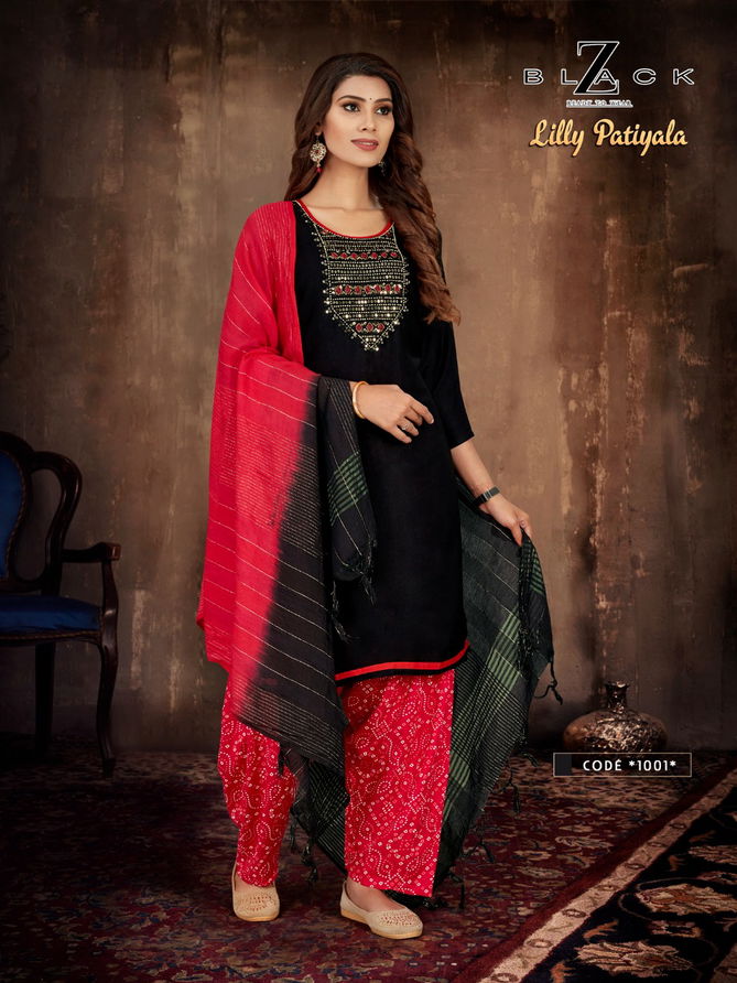 Lilly patiyala Z Black Rayon Patiyala Readymade Suits